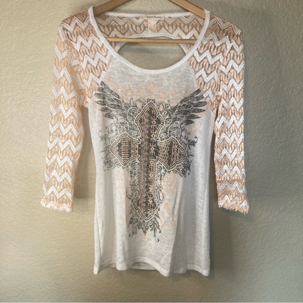 Angels & Diamonds Y2K Rock & Roll Cowgirl Cross Grunge Graphic Womens Size S/M